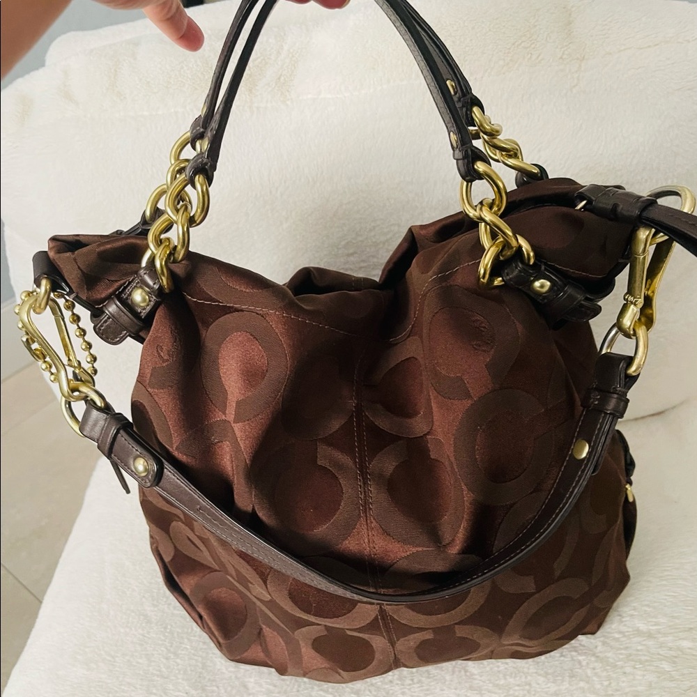 Coach
H0969-14146 Chocolate Brown Canvas Hobo Bag